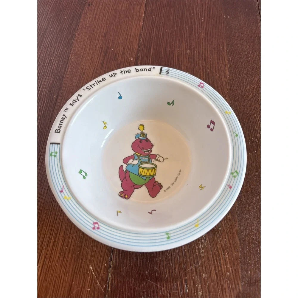 Vintage Barney The Purple Dinosaur Plastic Bowl Strike Up‎ The Band 1992